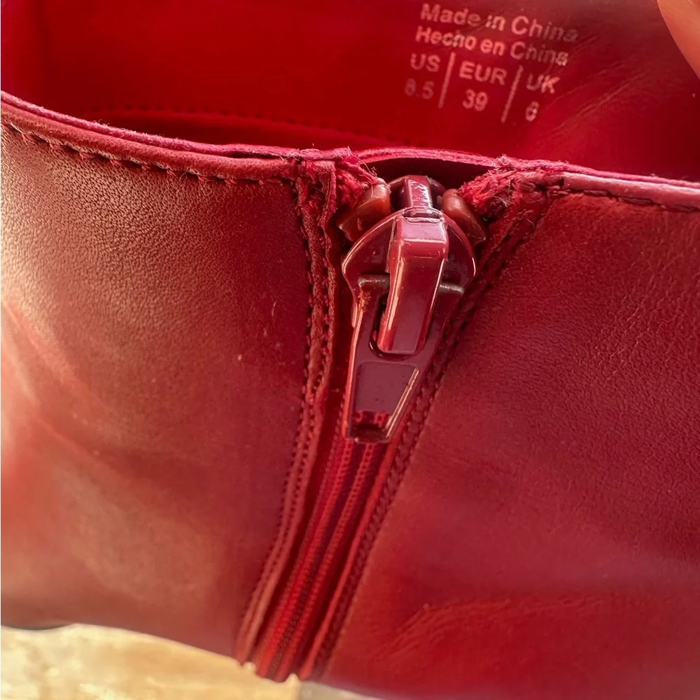 Aldo Red Leather Heeled Booties, size 8.5 - Picture 3 of 4
